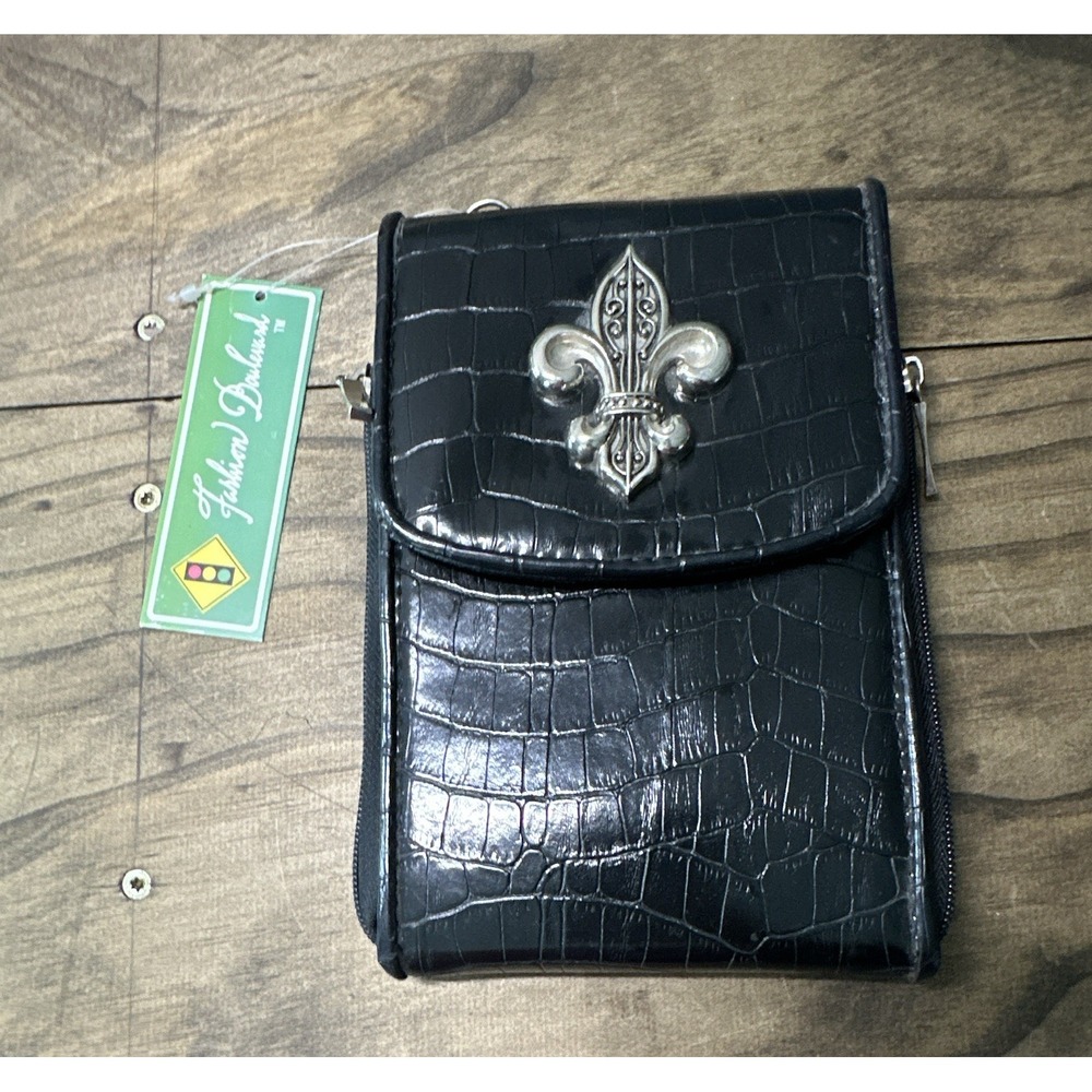 Fashion District Bifold Wallet Alligator Fleur de Lis Black/Silver